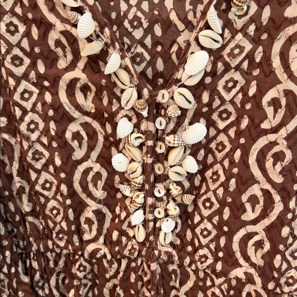 Zara Shell Elegant Brown Patterned bell Sleeve Dr… - image 3